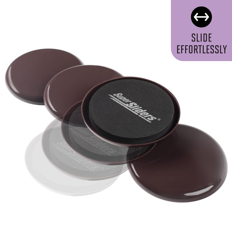 Super Sliders 3 1/2"" Round Reusable Furniture Sliders for Carpet - Effortless Moving and Surface Protection  Brown (8 Pack) - Image 5